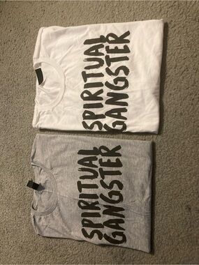Spiritual Gangster White Logo Short Sleeve Tees size XL
